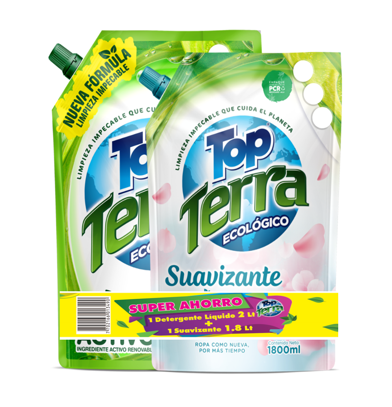 Detergente Líquido Top Terra 2000Ml + Suavizante 1800Ml Super Ahorro