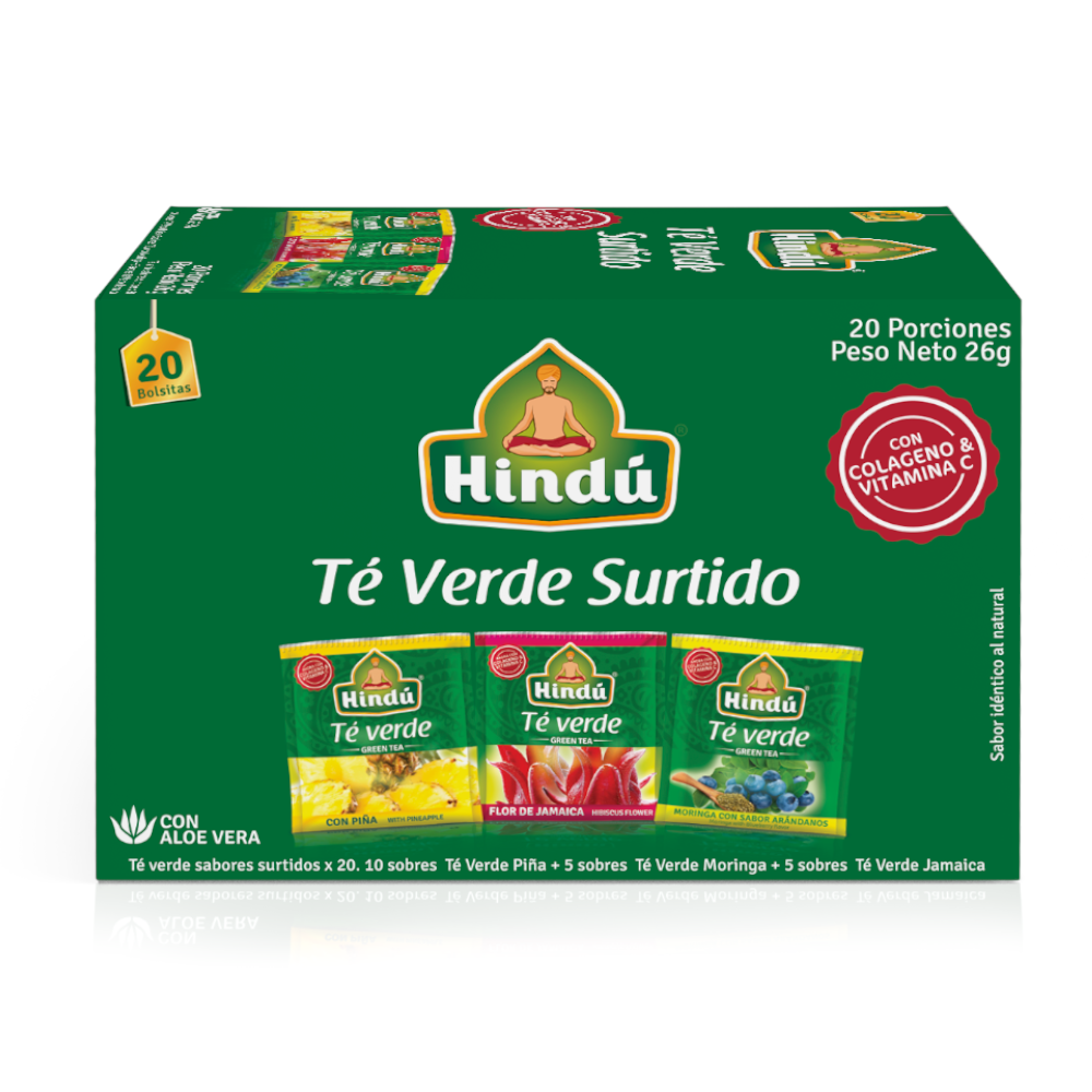 Te Verde Hindu Surtido Con Colageno Y Vitamina C 20 Unidades 26Gr