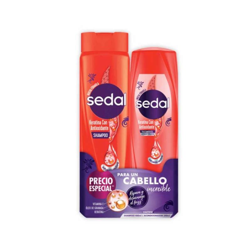 Shampoo Sedal Keratina Con Antioxidante 400Ml + Acondicionador 340Ml