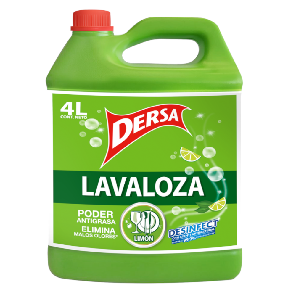 Lavaloza Líquido Dersa Desinfec Limón 4000Ml