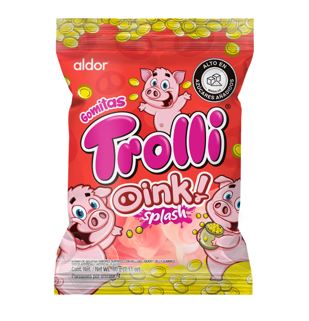 Gomitas Trolli Oink Splash Con Relleno Liquido 60Gr