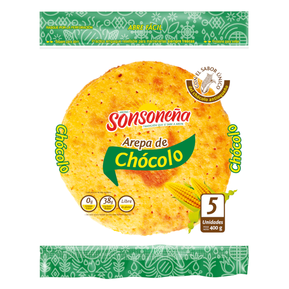 Arepa Chócolo Sonsoneña 5 Unidades 400Gr