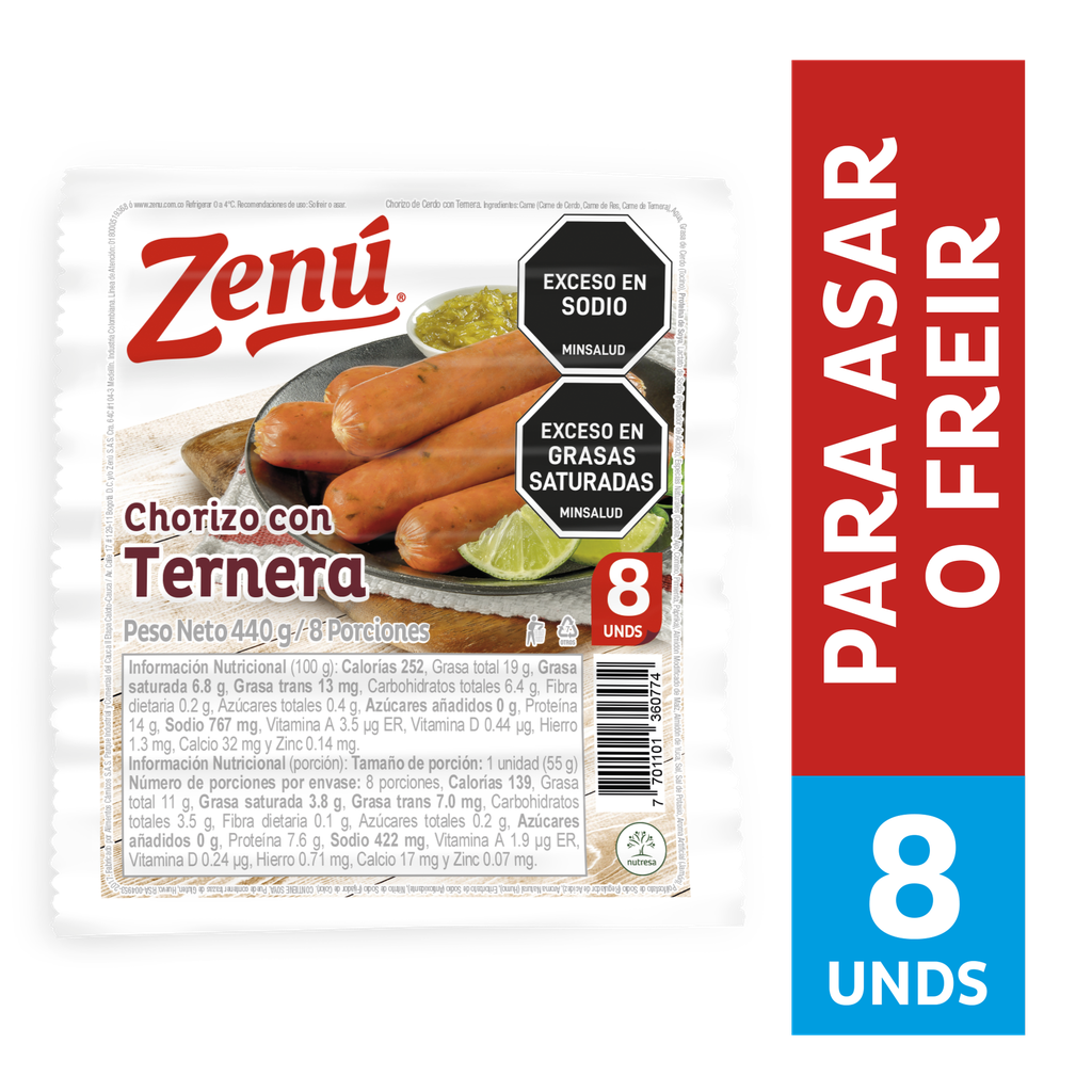 Chorizo Con Ternera Zenú 440Gr