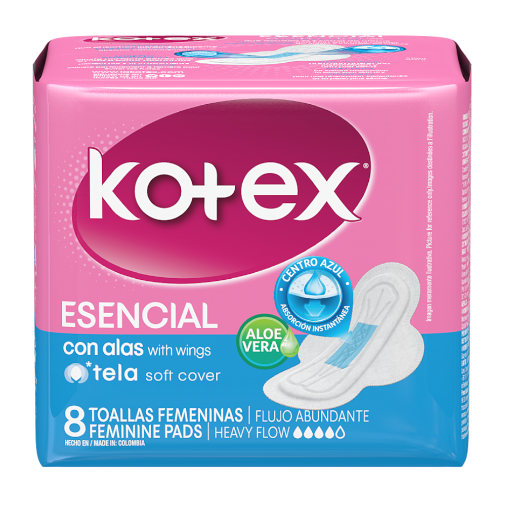 Toallas Higiénicas Kotex Esencial Con Alas 8 Unidades