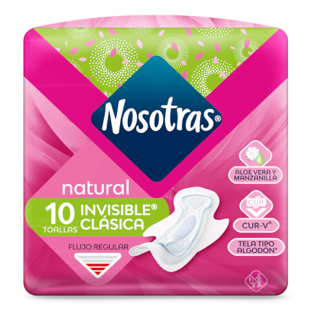 Toallas Higiénicas Nosotras Natural Invisible Clásica 10 Unidades