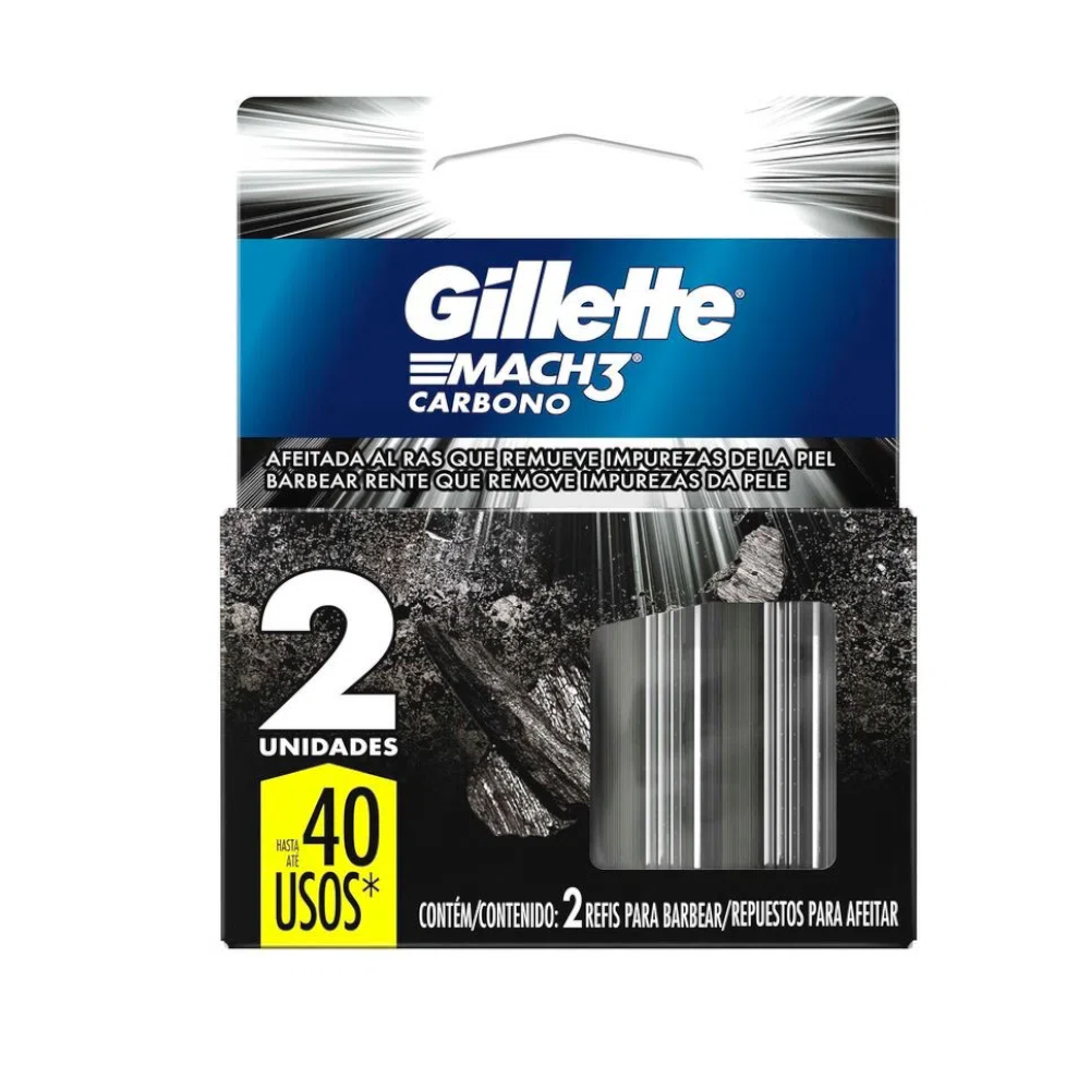 Repuesto Gillette Mach3  Carbono Repuesto 2 Unidades