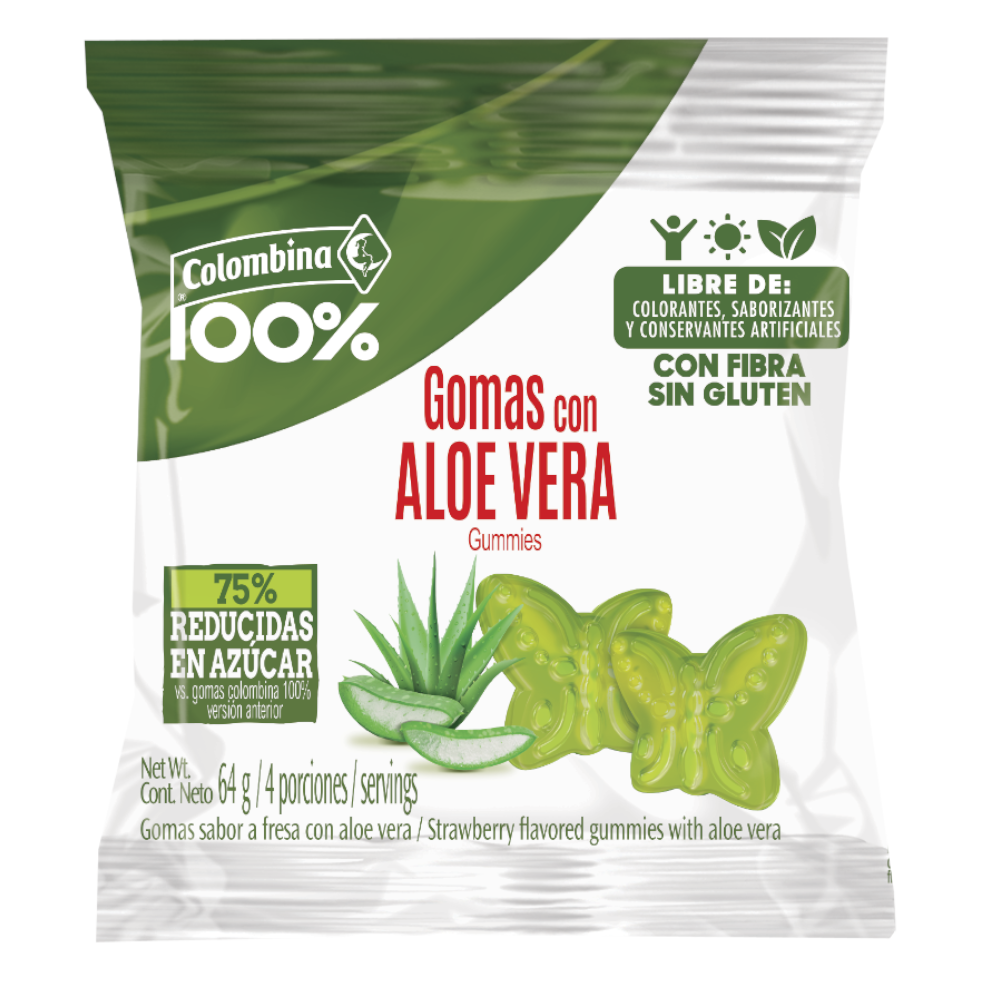 Gomas Con Aloe Vera Colombina Sabor Fresa 64Gr