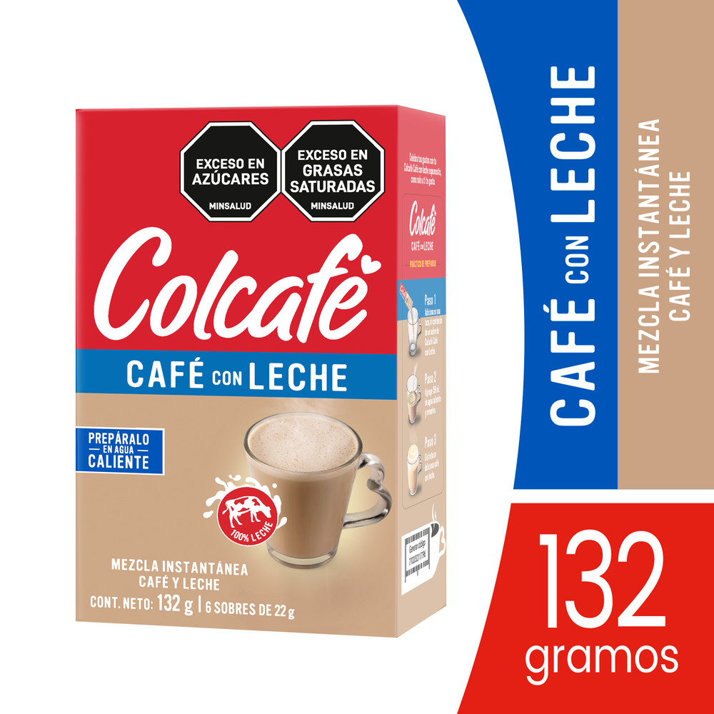 Colcafé Café Con Leche Instantáneo 6 Sobres 132Gr