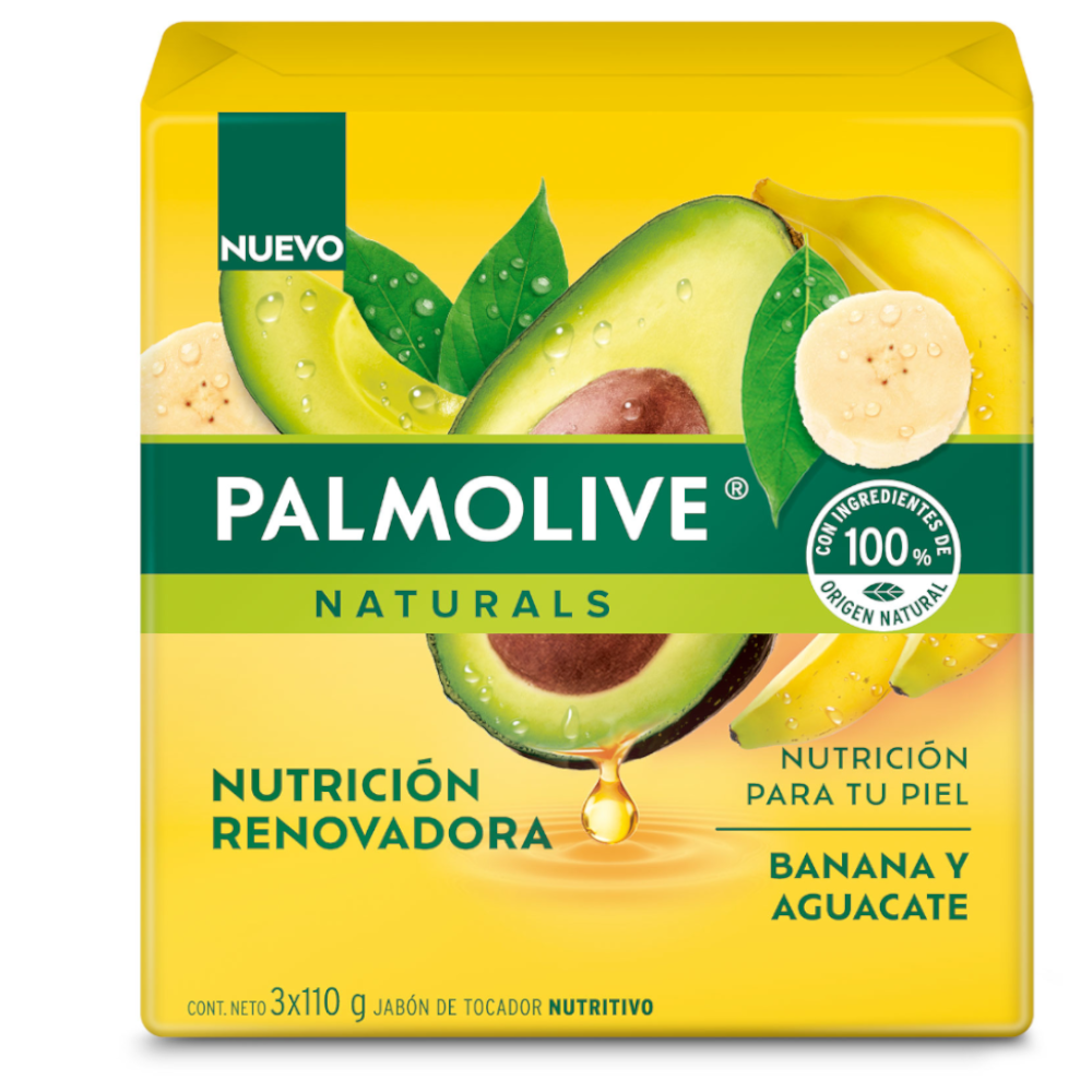 Jabón Palmolive Banana Y Aguacate 3 Unidades 330Gr