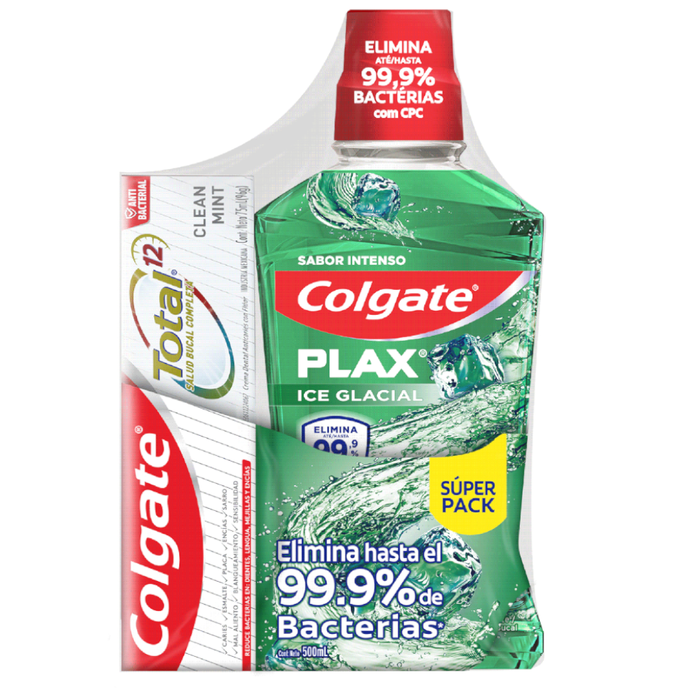 Enjuague Bucal Colgate Plax Ice Glacial 500Ml + Crema Dental 75Ml