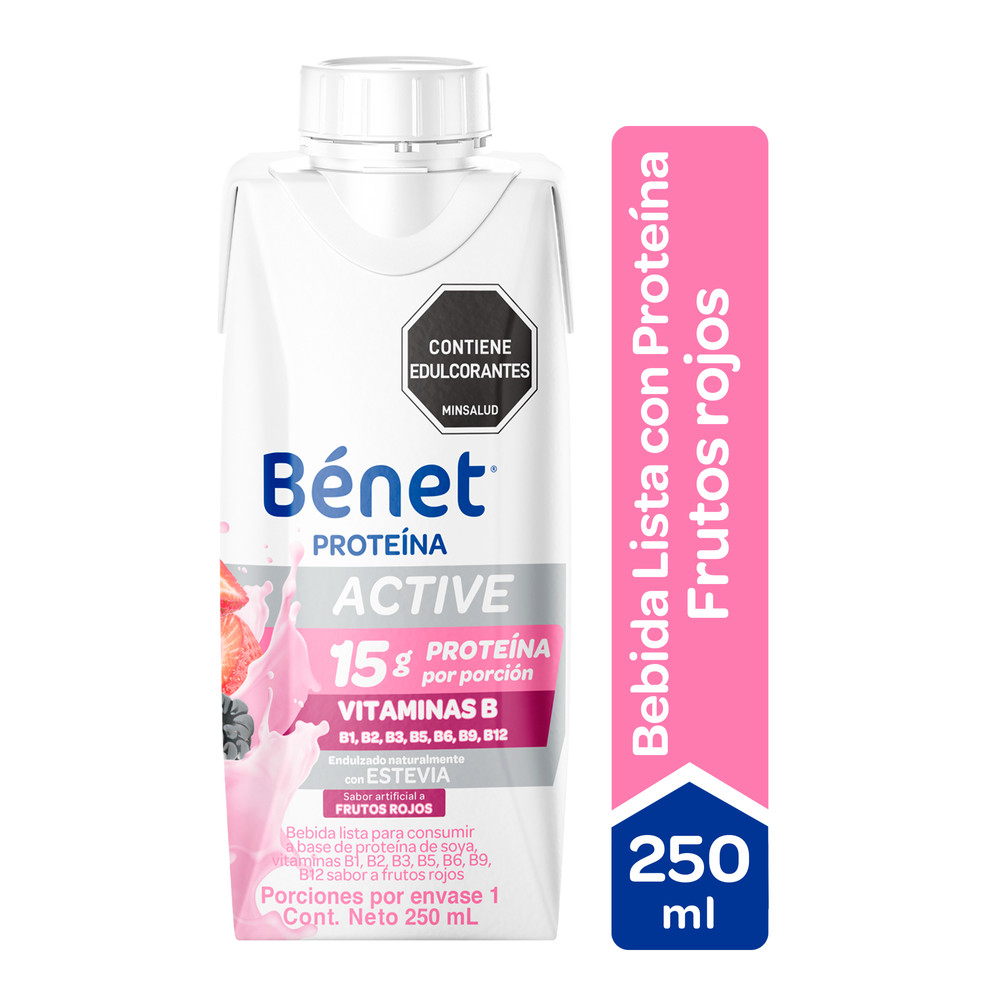 Bebida Lista Bénet Active Con Proteína Sabor Frutos Rojos Tetrapak 250Ml