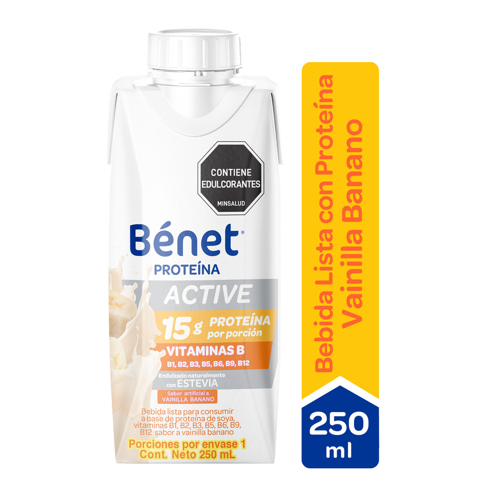 Bebida Lista Bénet Active Con Proteína Sabor Vainilla Banano Tetrapak 250Ml