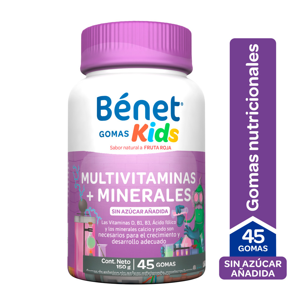 Gomas Bénet Kids Multivitaminas + Minerales Sin Azúcar Añadido 45 Gomas 150Gr