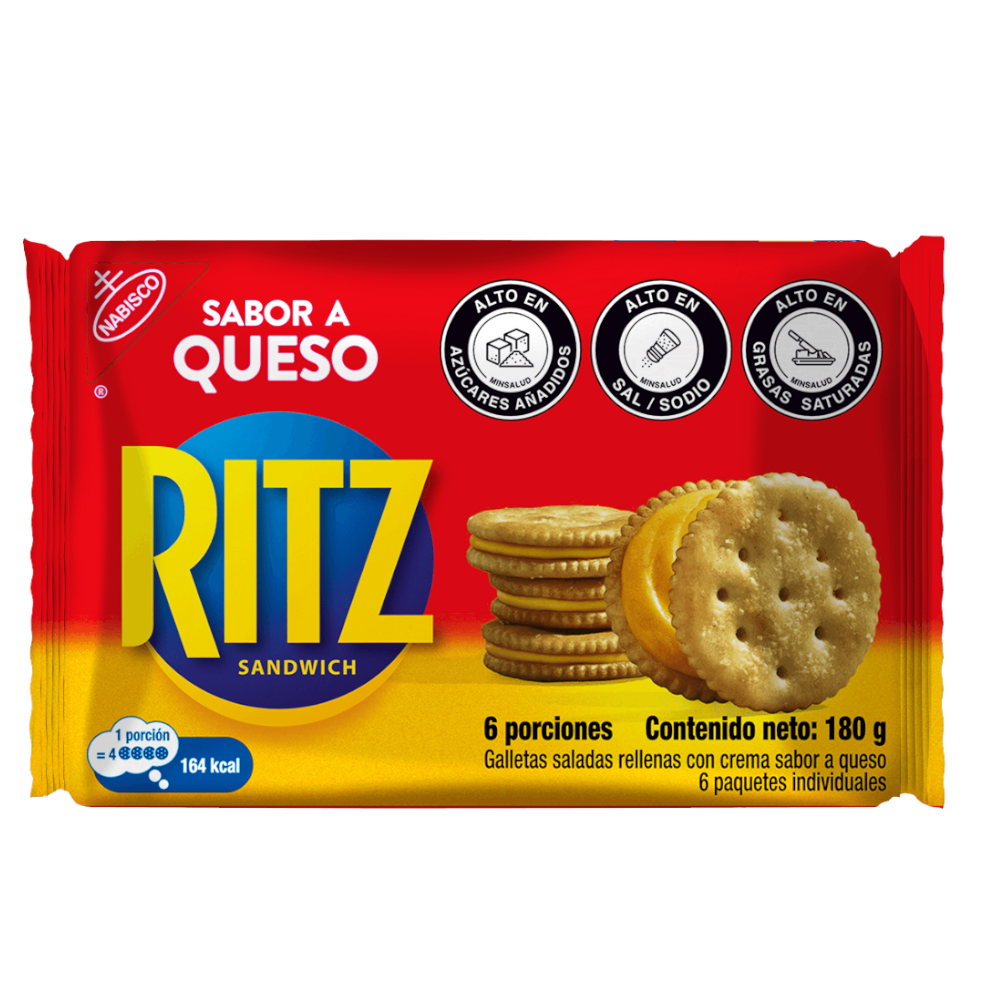 Galletas Ritz Rellena Crema Queso 6 Unidades 180Gr