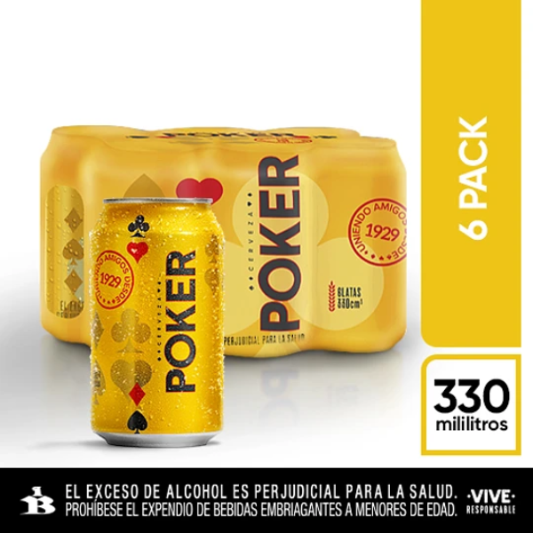 Cerveza Poker Lata 330ML 6 Unidades 