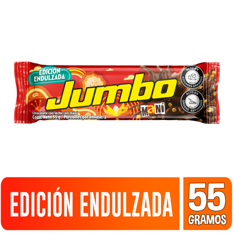 Chocolatina Jumbo Mani Edición Endulzada 55Gr