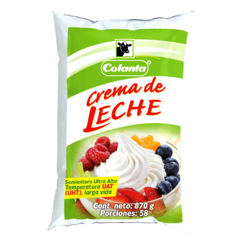 Crema De Leche Semientera Colanta UHT 870Gr