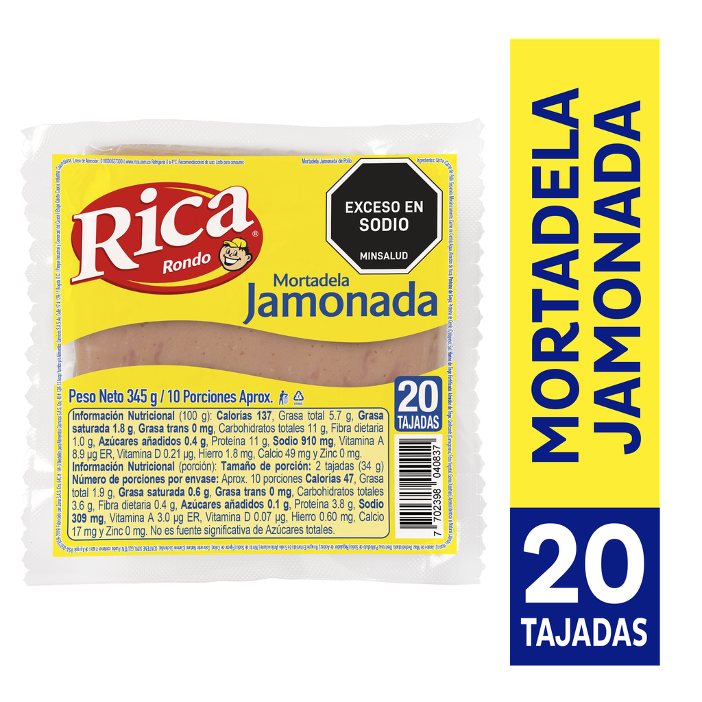 Mortadela Jamonada Rica 345Gr