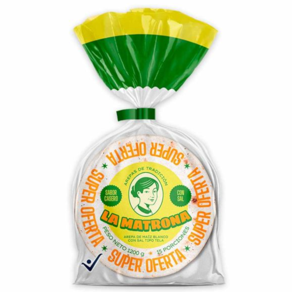 Arepa Maíz Blanco Con Sal Sonsoneña La Matrona Super Oferta 15 Unidades 1200Gr