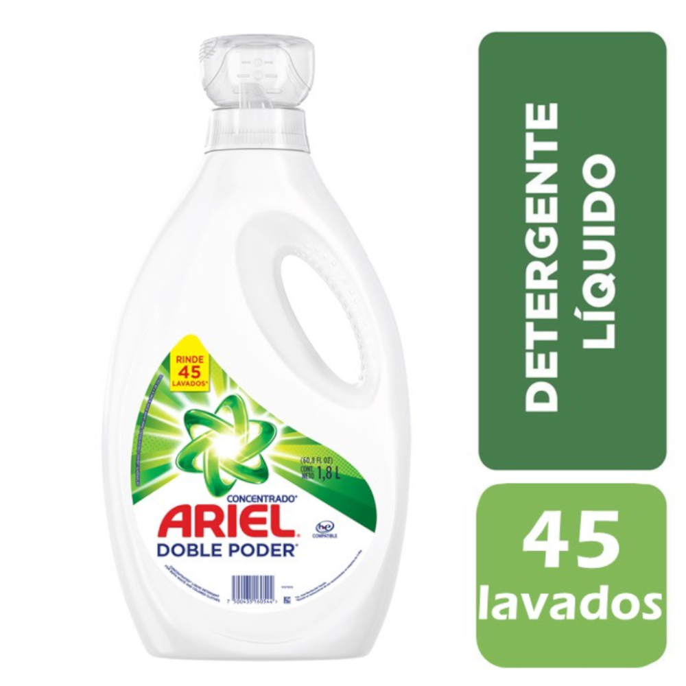 Detergente Líquido Ariel Concentrado Doble Poder 1800Ml
