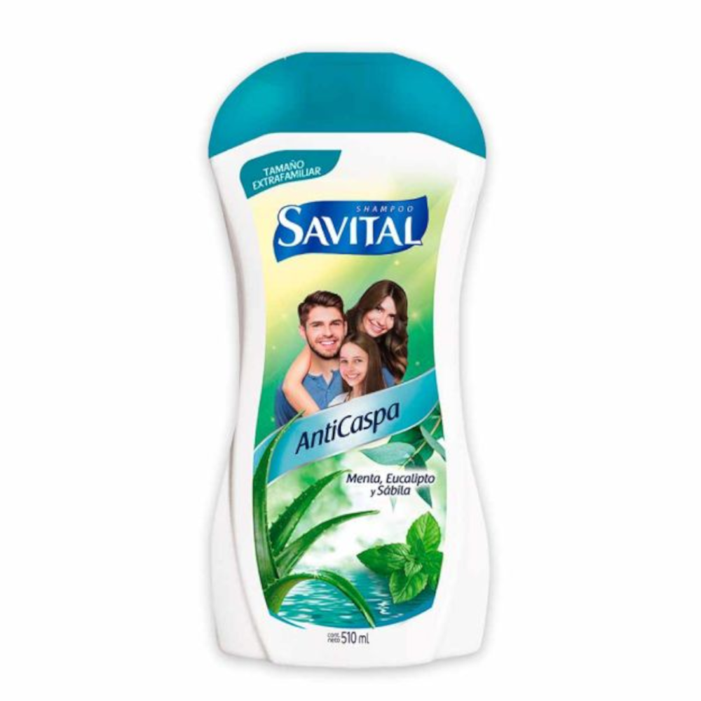 Shampoo Savital Anticaspa Menta Eucalipto Y Sábila 510Ml