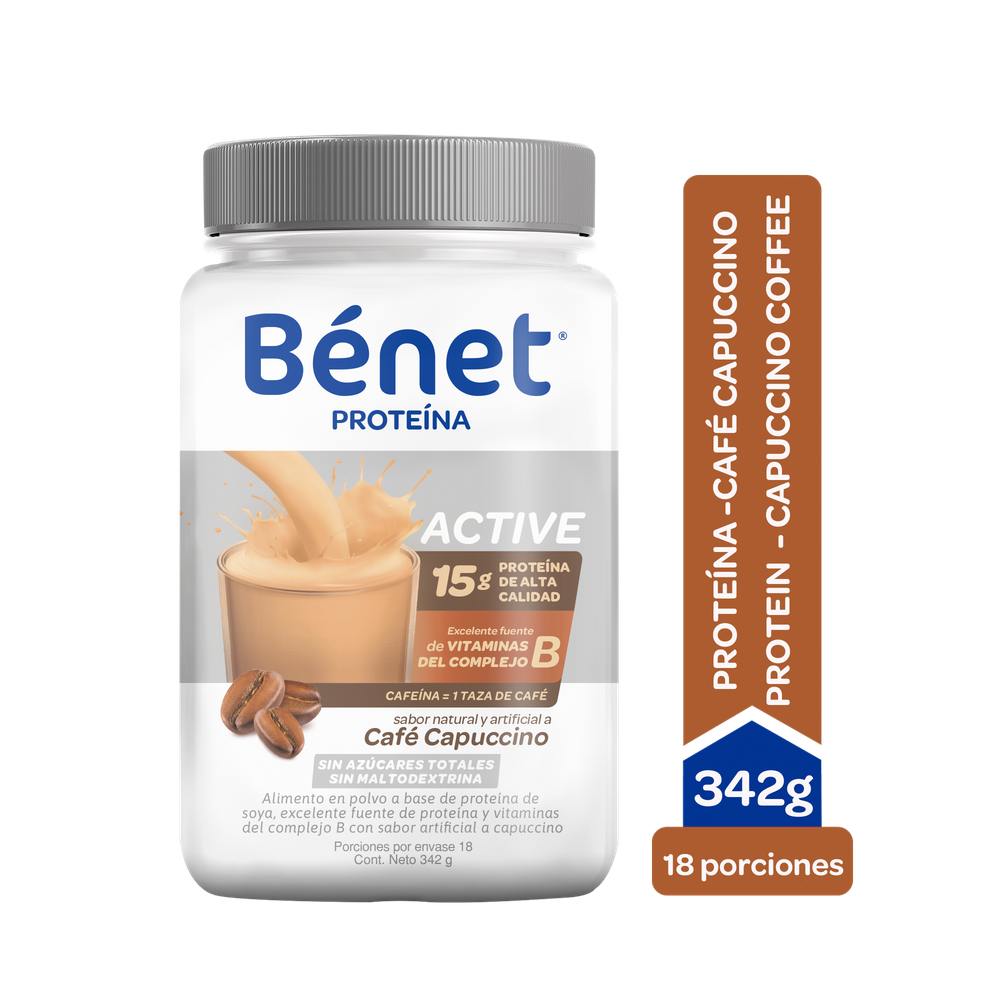 Bebida Polvo Bénet Active Proteína  Capuccino Tarro 342Gr