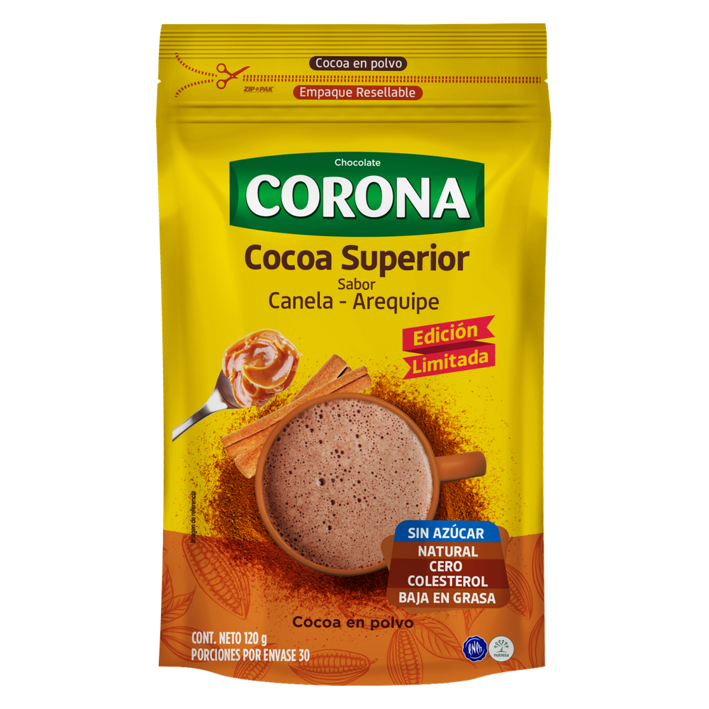 Cocoa Superior Corona Sabor Canela Arequipe Edición Limitada Doypack  120Gr