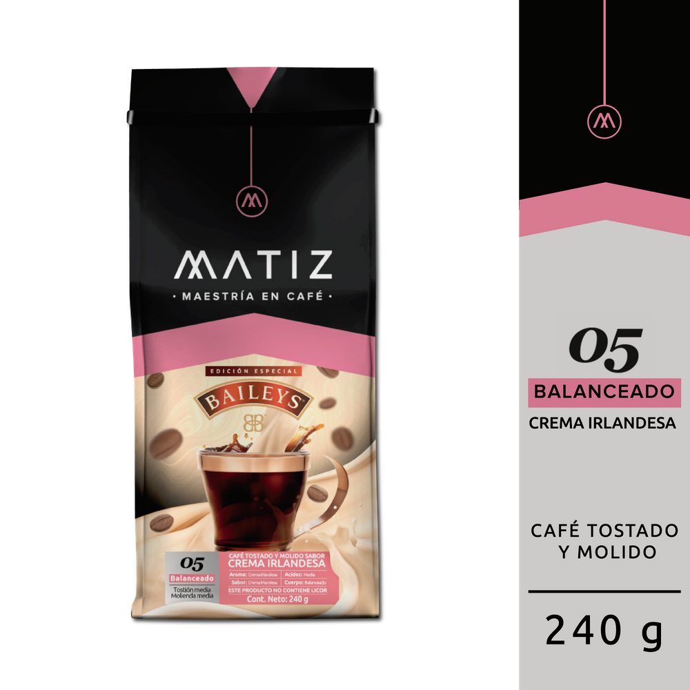 Café Matiz Tostado Y Molido Sabor Crema Irlandesa Baileys Bolsa 240Gr