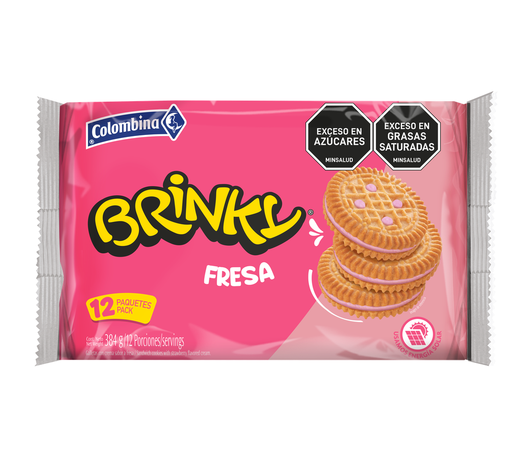 Galletas Brinky Fresa 12 Unidades 384Gr