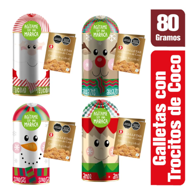 Galleta Navidad Noel Maraca Cofre 1 Unidad 80Gr