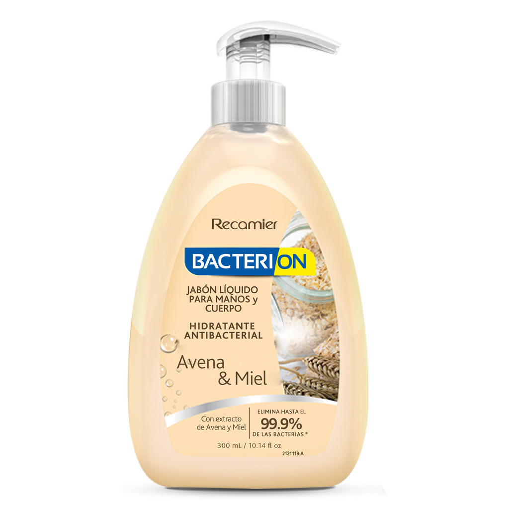 Jabón Líquido Para Manos Y Cuerpo Bacterion Avena Y Miel 300Ml