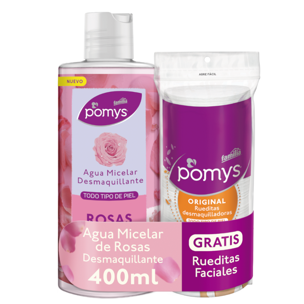 Agua Micelar Pomys Rosas Desmaquillante 400Ml Gratis Rueditas Faciales