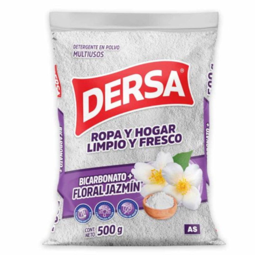 Detergente Polvo Dersa Bicarbonato +Floral Jazmín As 500Gr
