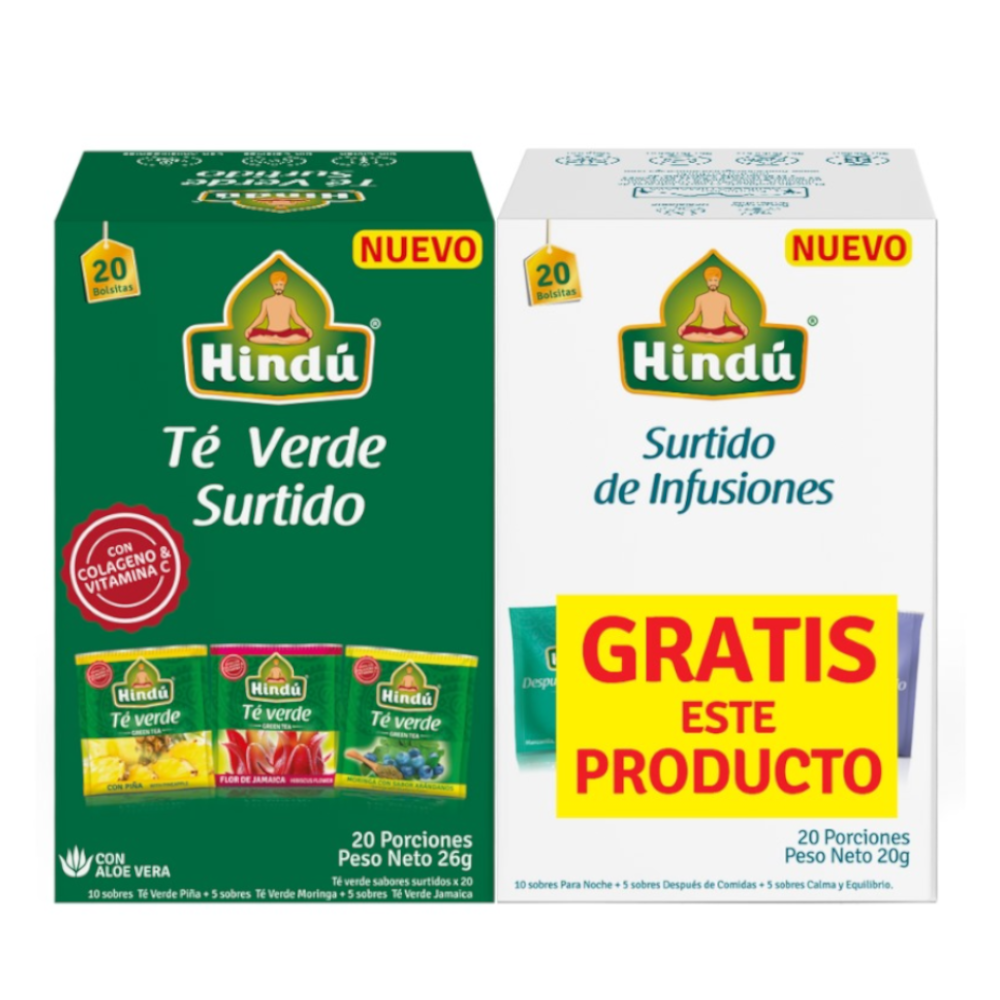 Té Verde Surtido Hindú Gratis Infusión Surtido 20 Unidades