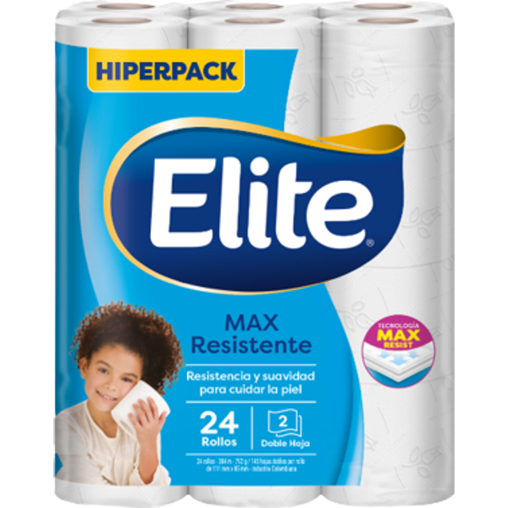 Papel Higiénico Elite Max Resistente Hiper Pack 24 Unidades