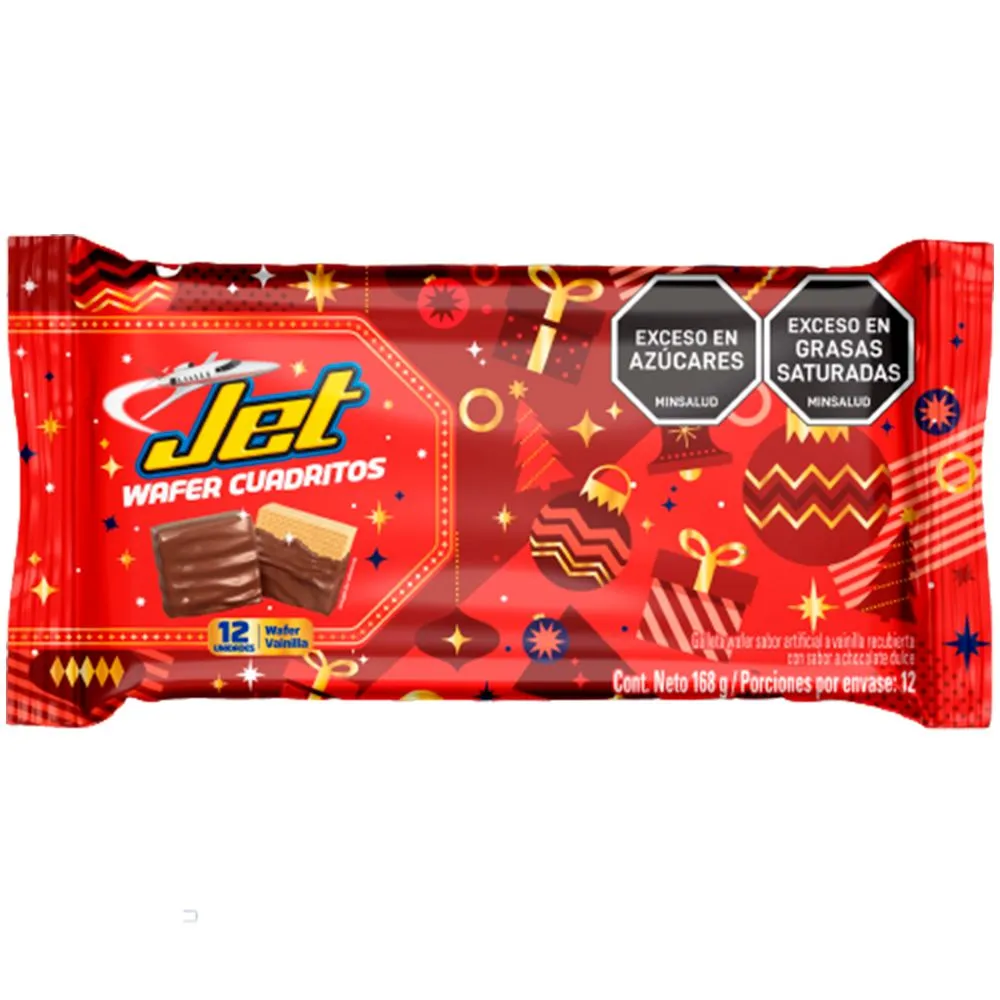 Chocolatina Jet Wafer Navidad 12 Unidades 168Gr