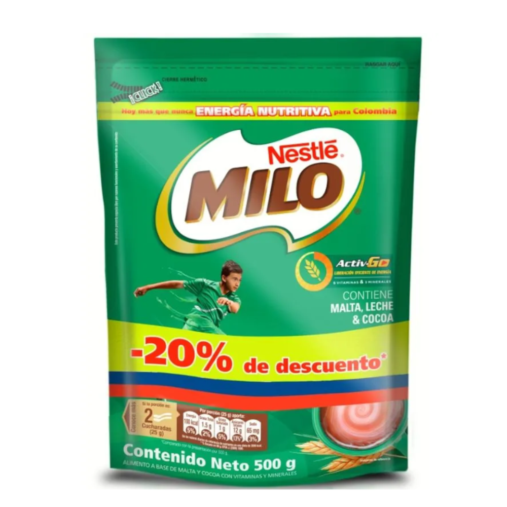 Milo Activ-Go Doypack 500Gr 20% Descuento