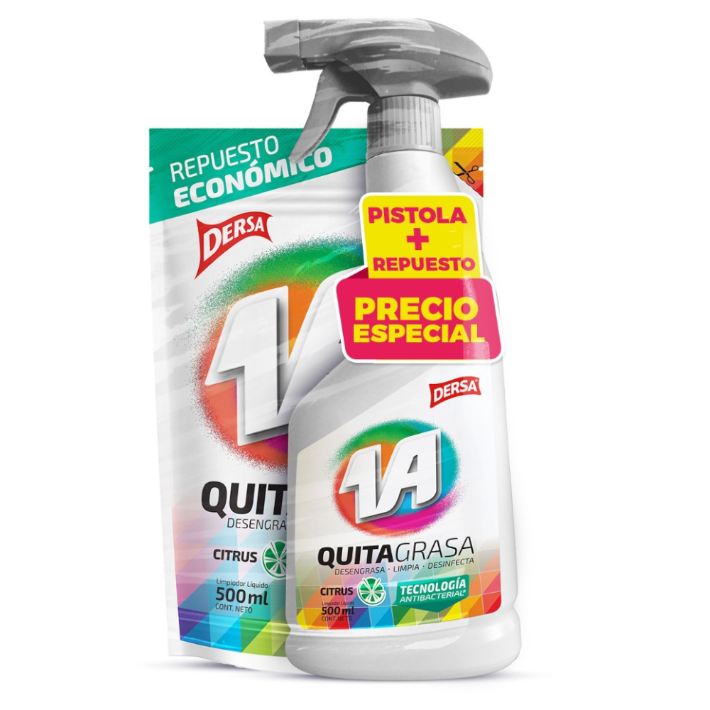 Limpiador Quitagrasa 1A Pistola 500Ml + Repuesto Doypak 500Ml