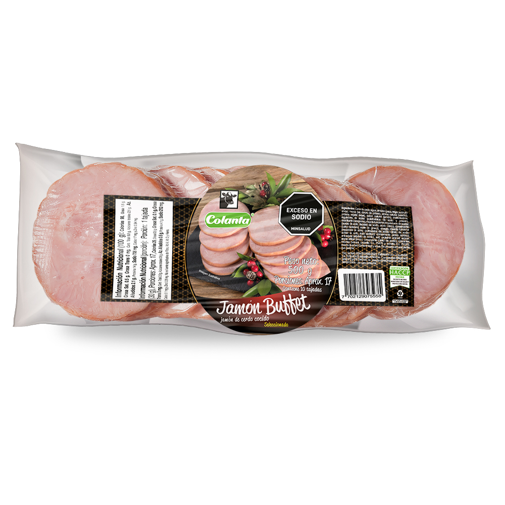 Jamón Buffet Tajado Colanta Navidad 10 Unidades 500Gr