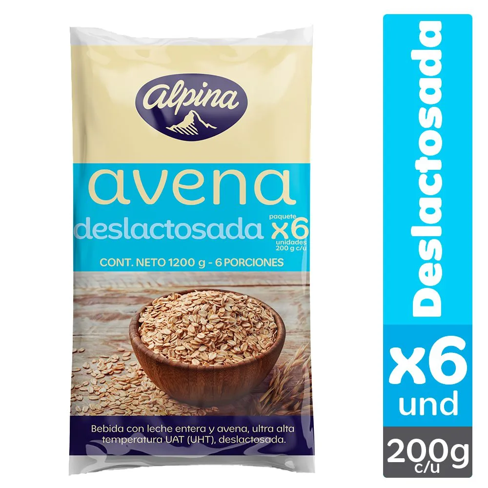 Avena Alpina Deslactosada Bolsa 200 Ml 6 Unidades 1200Gr