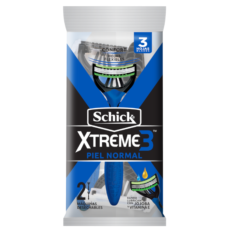 Maquina Afeitar Schick Extreme Normal 3 Hojas 2 Unidades