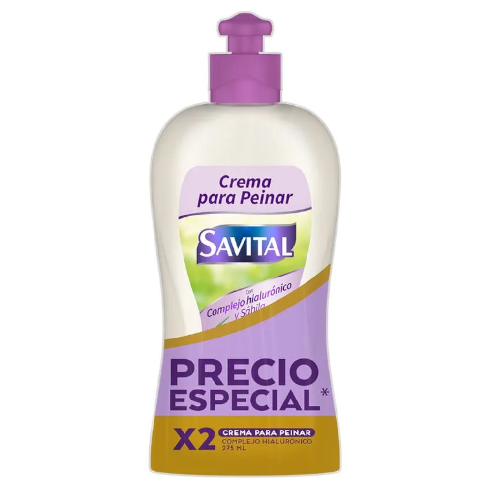 Crema Para Peinar Savital Complejo Hialurónico Y Sábila 275Ml 2 Unidades Precio Especial