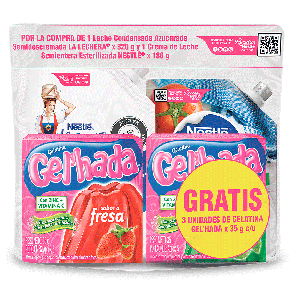 Leche Condensada La Lechera 320Gr Y Crema De Leche 186Gr Gratis 3 Gelatina Gelhada