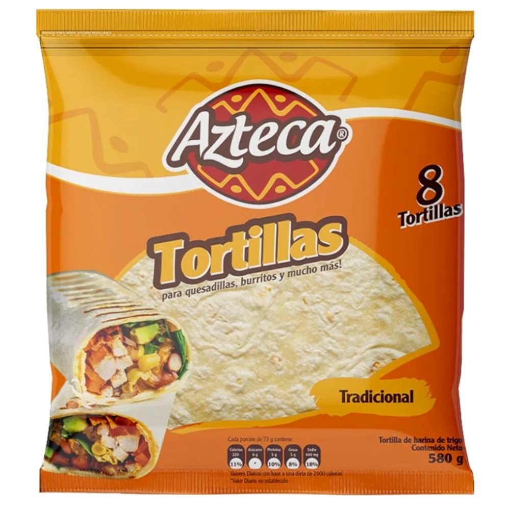 Tortillas Tradicionales Azteca 8 Unidades 580Gr