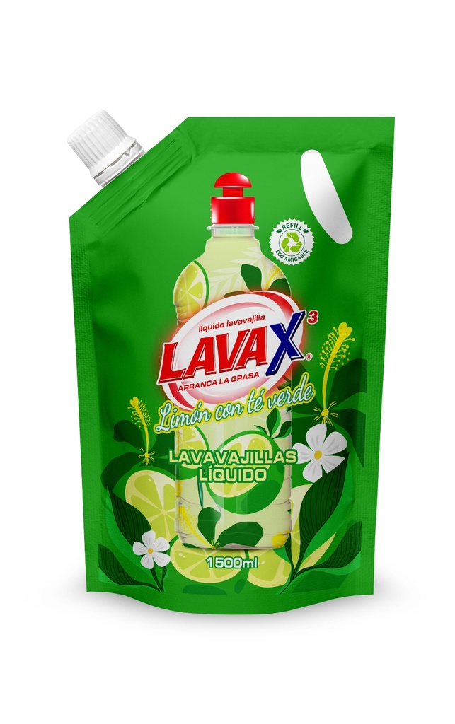 Lavavajilla Líquido LavaX3 Limón Te Doypack 1500Ml