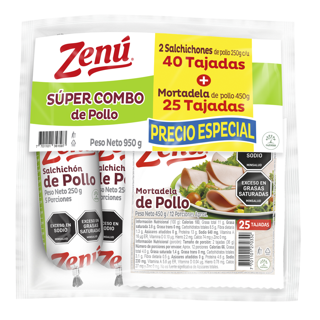 Súper Combo Zenú De Pollo 500Gr + Mortadela 450Gr