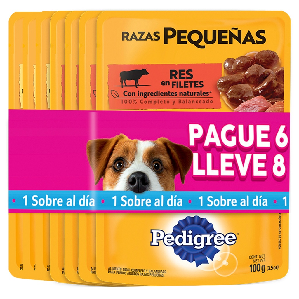 Filete Pedigree Surtido Razas Pequeñas Pague 6 LLeve 8 800Gr