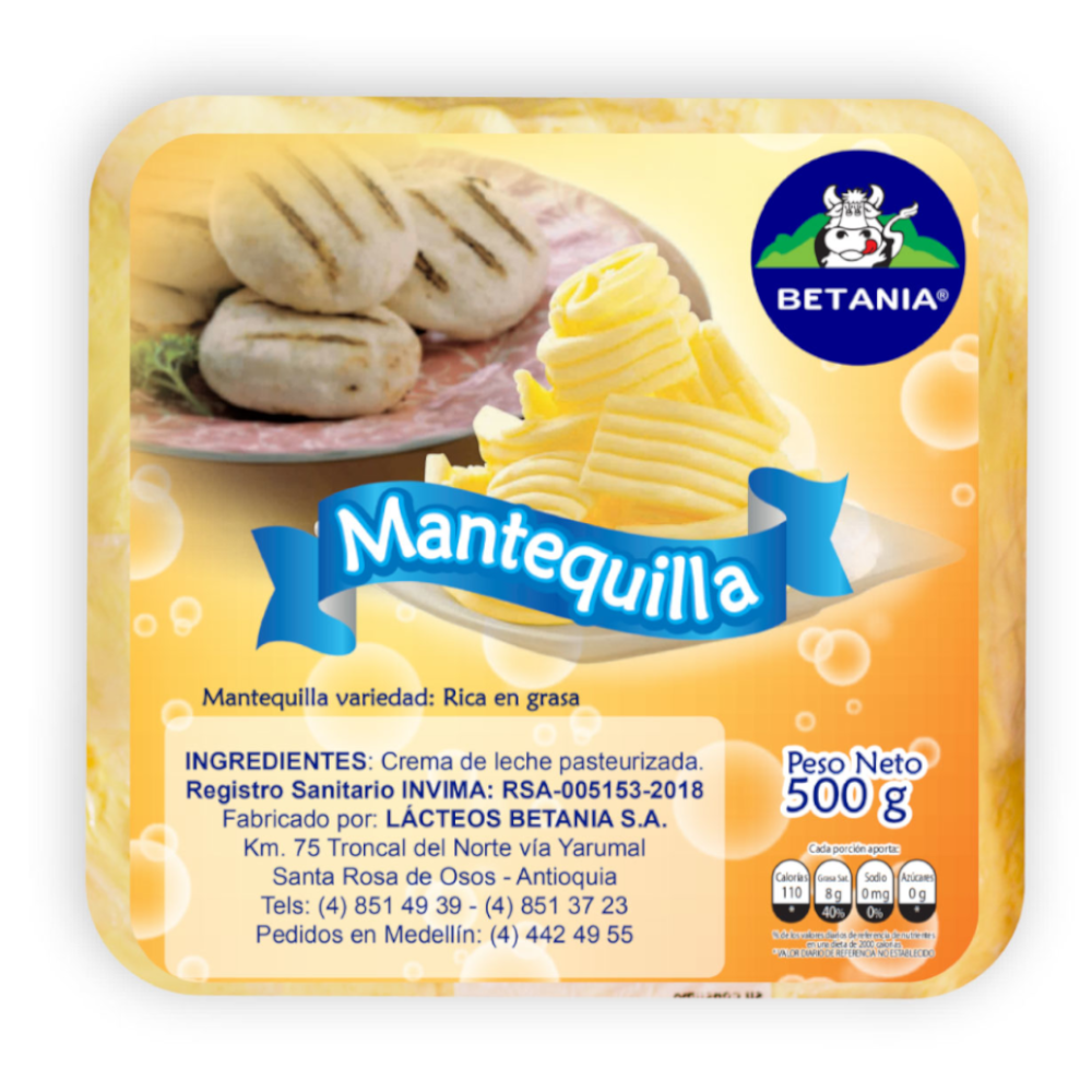 Mantequilla Sin Sal Betania 500Gr