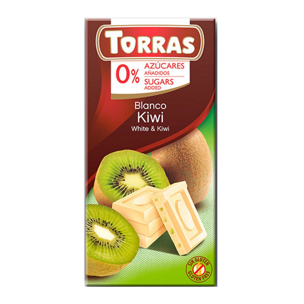 Chocolate  Blanco Y Kiwi Sin Azúcar Torras 75Gr