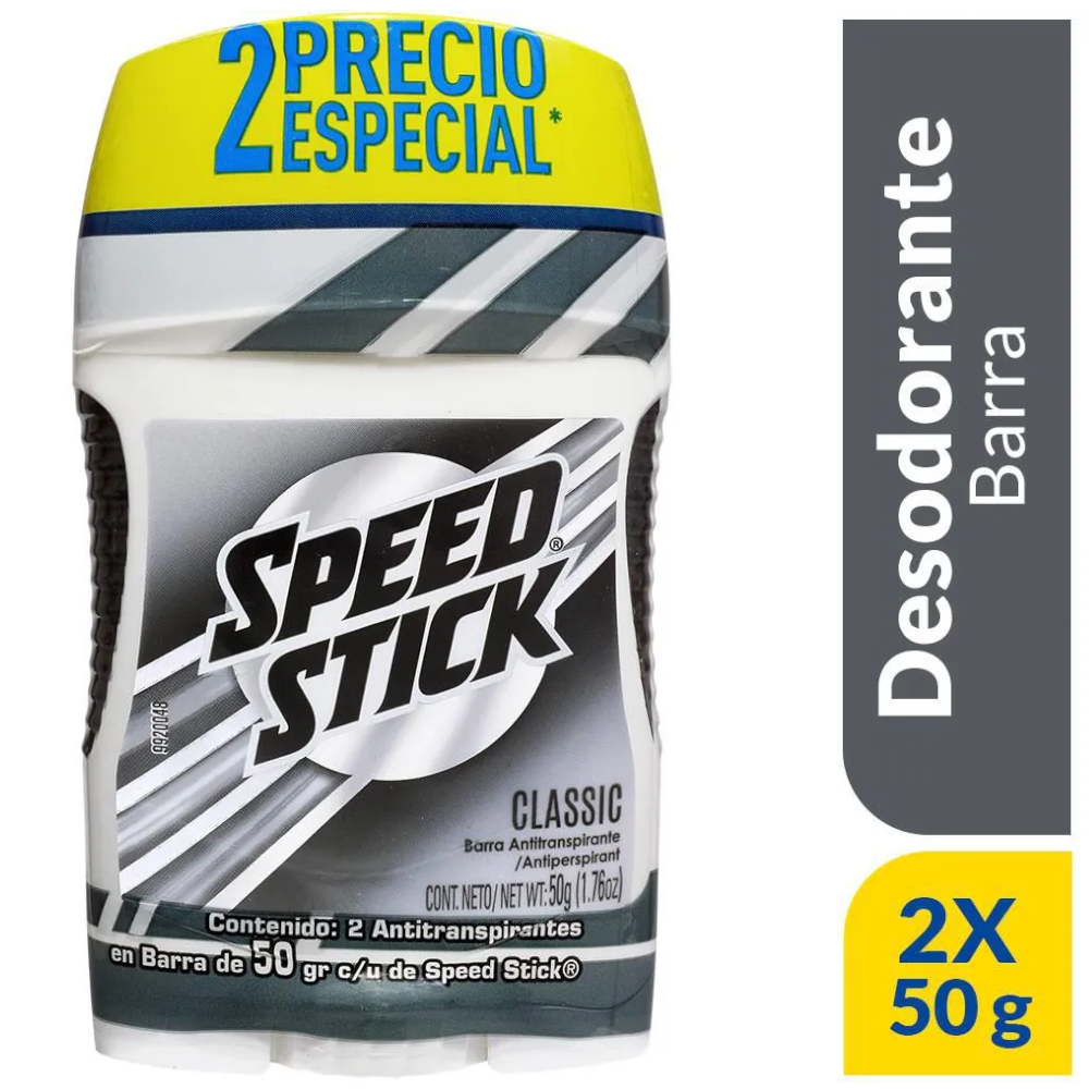 Desodorante Speed Stick Classic Barra 2 Unidades 100Gr Precio Especial